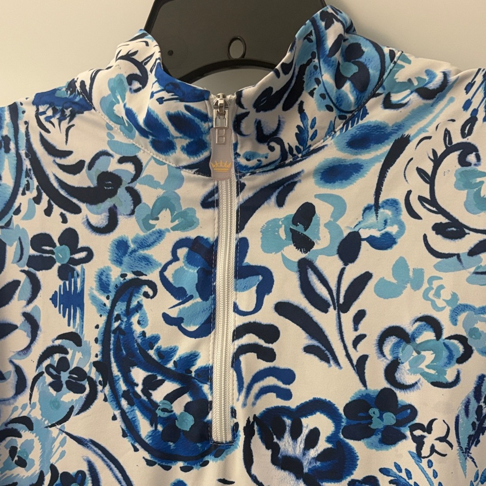 KASTEL® SLEEVELESS TANK IKAT 1/4 ZIP SHIRT; Sz: L; EUC - Picture 3 of 11